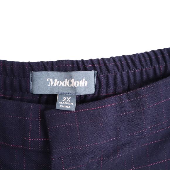 Modcloth Checking On It Trouser Pants Plaid Navy Pink Women's Plus Size 2X - Picture 4 of 15